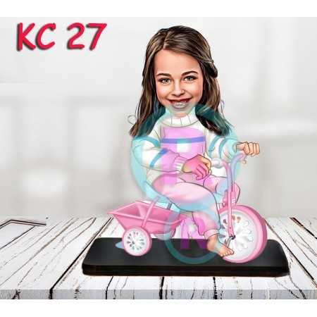 KIZ ÇOCUK KARAKTERİ PEMBE BİSİKLETLİ